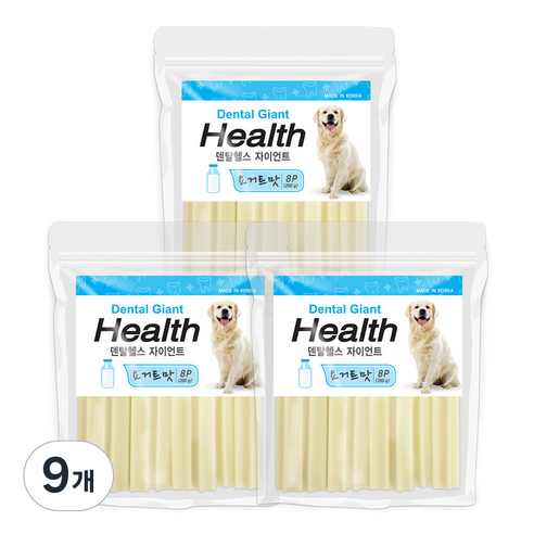 인터펫코리아 덴탈헬스 플러스 자이언트 덴탈껌, 요거트맛, 260g, 9개