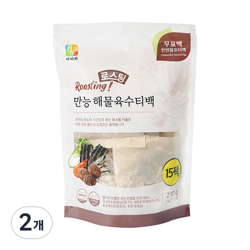 석하 로스팅 해물육수 티백 15p, 2개, 210g