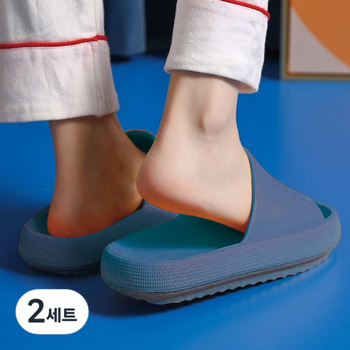 마켓플랜 통통 거실 실내화 2P, 네이비, 2세트