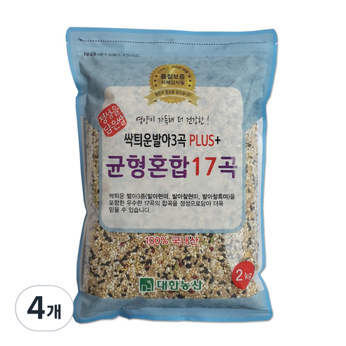대한농산 싹틔운 발아3곡 플러스 균형혼합 17곡, 2kg, 4개