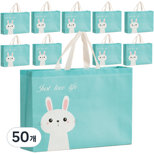 팬시픽스 토끼 부직포 가방 소형 32 x 27cm, 블루, 50개