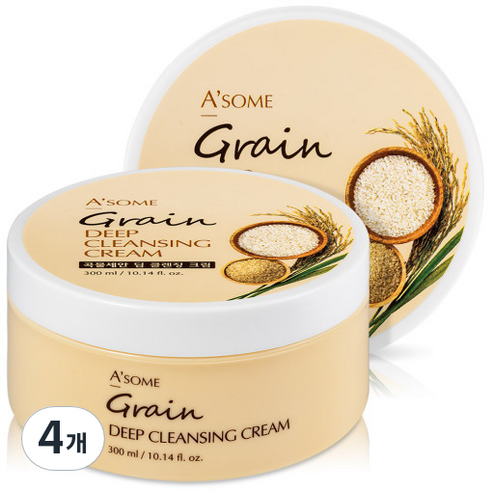 ASOME 곡물세안 딥 클렌징크림, 300ml, 4개