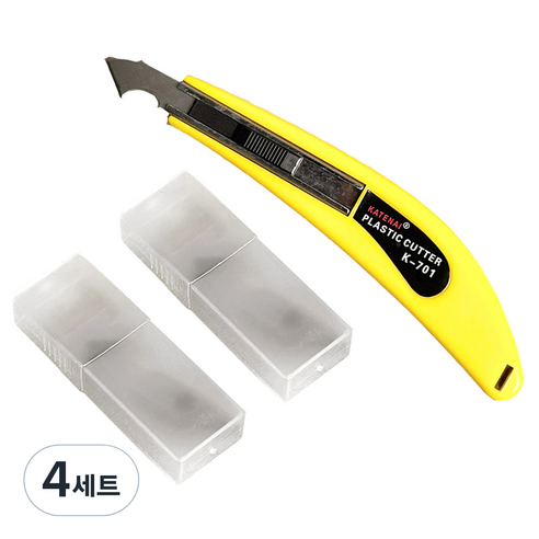 모나코올리브 아크릴 커터 컷팅 칼 + 기본칼날 3p + 추가칼날 20p 세트, 노랑(칼), 4세트