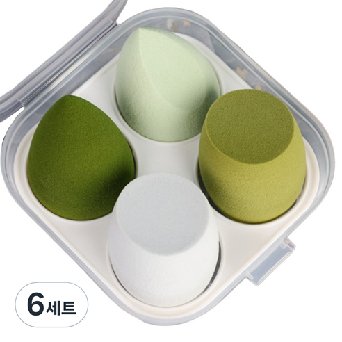 베럴댄 물광 메이크업 파운데이션 똥퍼프 물방울 4p, 그린, 6세트
