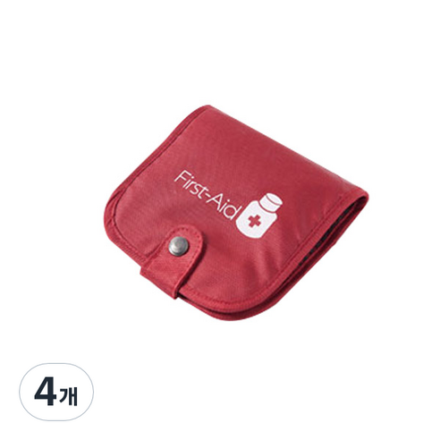 반투명 휴대용 약상자 레드, 4개