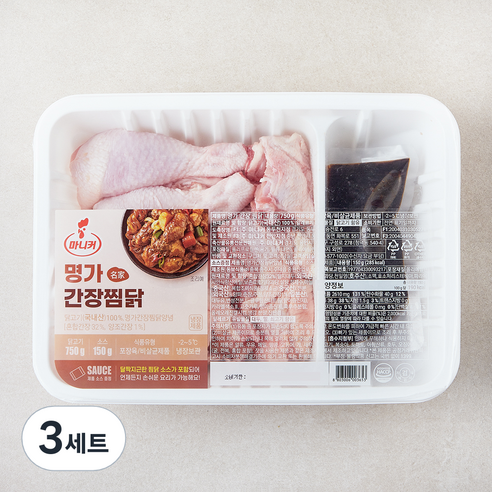 마니커 명가 간장 찜닭 750g + 소스 150g 세트 (냉장), 3세트