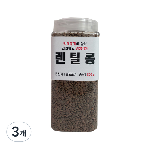 대한농산 통에담은 렌틸콩, 800g, 3개