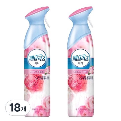 페브리즈 에어 공기탈취제 바람속의꽃향기, 275g, 18개