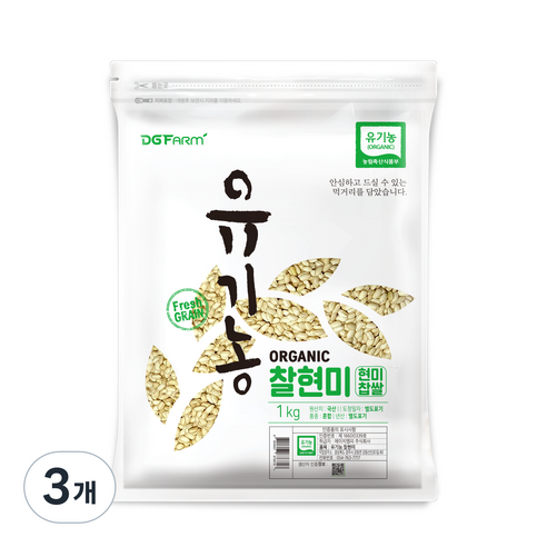대구농산 유기농 찰현미, 1kg, 3개