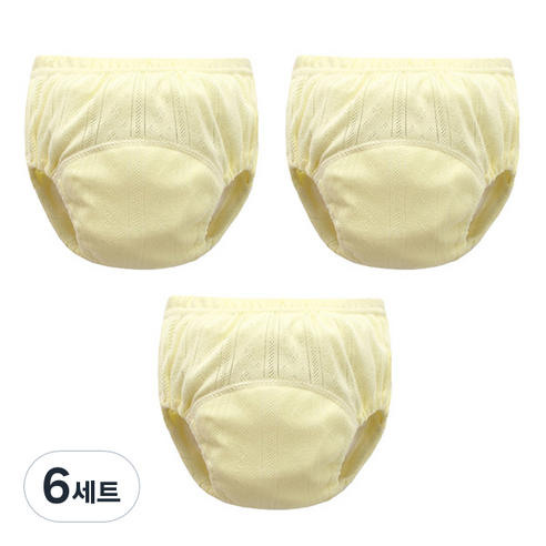 조이멀티 아동용 펀칭 단색파스텔 배변훈련팬티, 옐로우, 6세트