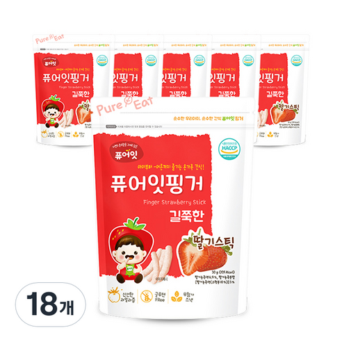 퓨어잇 핑거 길쭉한 과일스틱, 딸기, 30g, 18개