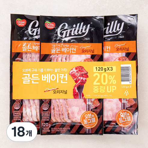 동원 그릴리 골든베이컨 오리지널, 120g, 18개