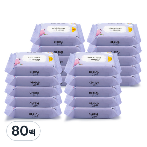 아띠앙 자연처럼 물티슈 휴대형, 20매, 80세트