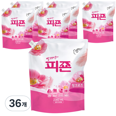 피죤 레귤러 섬유유연제 핑크로즈 리필, 2.3L, 36개