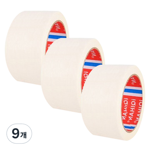 다다 마스킹 종이테이프 50mm x 15m, 화이트, 9개