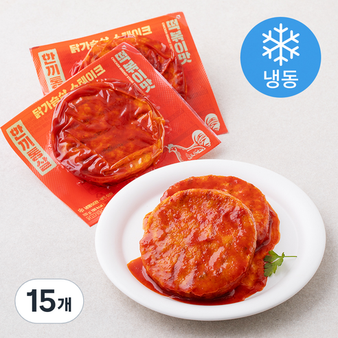 한끼통살 닭가슴살 스테이크 떡볶이맛 (냉동), 100g, 15개