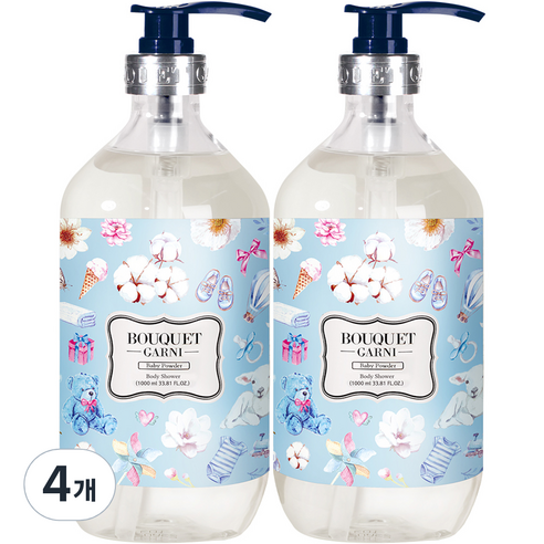 부케가르니 바디워시 베이비파우더, 1000ml, 4개