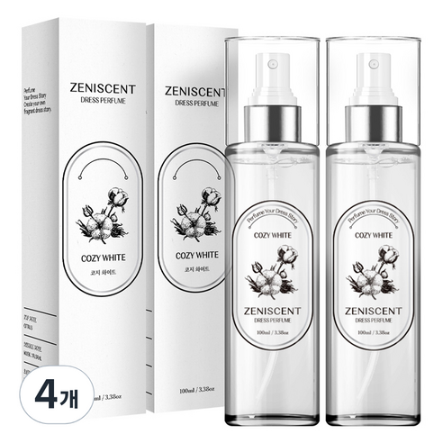 제니센트 섬유탈취제 코지화이트, 100ml, 4개