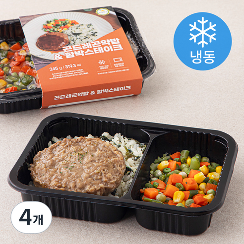 건강한끼 곤드레곤약밥 & 함박스테이크 (냉동), 245g, 4개