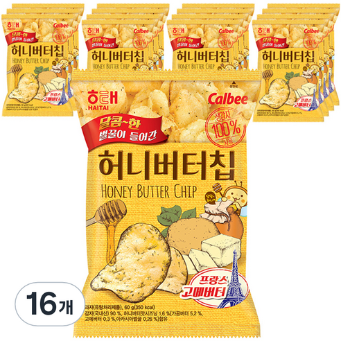 해태제과 허니버터칩, 60g, 16개