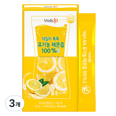 웰업 유기농 레몬즙 14p, 280g, 3개