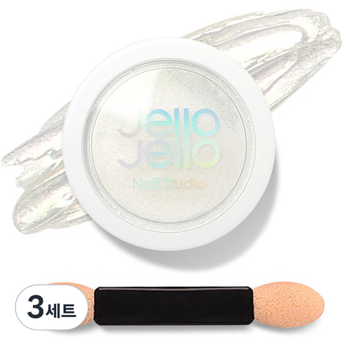 젤로젤로 젤네일 아트 엣지빔 미러 파우더 글리터 + 브러쉬 세트, 3세트, JP08 윈디(글리터)