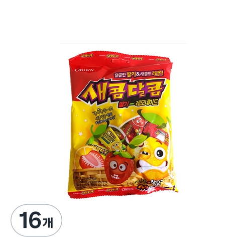 크라운 새콤달콤 딸기레모네이드 츄잉캔디, 200g, 16개