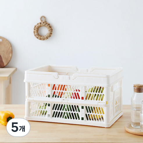 마켓비 KONTINO 폴딩바스켓, 원톤화이트, 33L, 5개