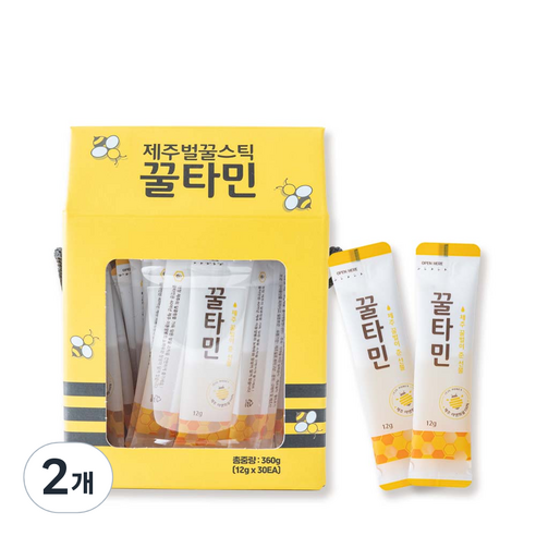 꿀타민 청정 제주 야생화 벌꿀스틱 7호, 360g, 2개