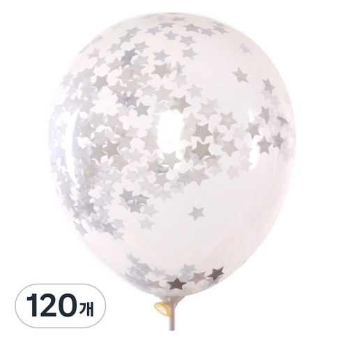 컨페티풍선 30cm, 별 화이트, 120개