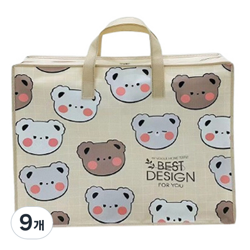 마켓감성 부직포 핸드백 지퍼 백, 곰, 9개