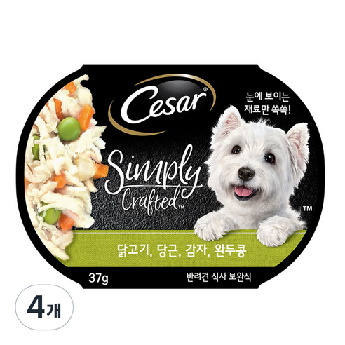 시저 심플리 닭고기 당근 감자 강아지습식사료, 닭, 37g, 4개