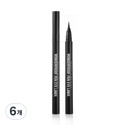 비오엠 원더프루프 펜 아이라이너 0.5g, 01 원더블랙, 6개