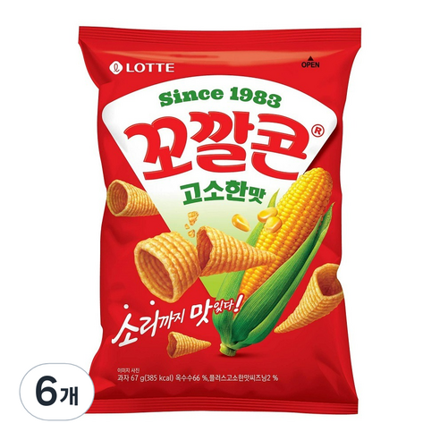 꼬깔콘 고소한맛 과자, 67g, 6개