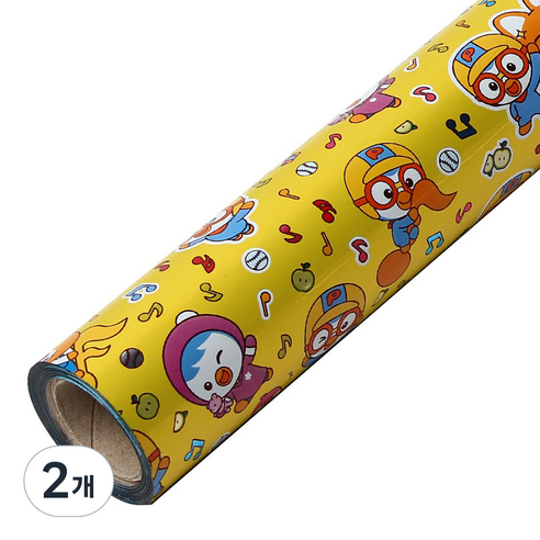 코코플러스 위드뽀로로 롤 포장지 26.5cm x 12m, 옐로우, 2개