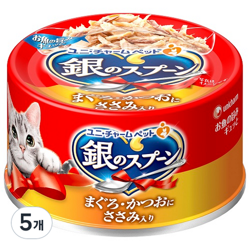 긴노스푼 고양이 간식캔, 닭, 70g, 5개