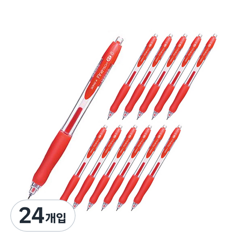 동아 중성펜 파인테크RT 0.3mm, 적색, 24개입