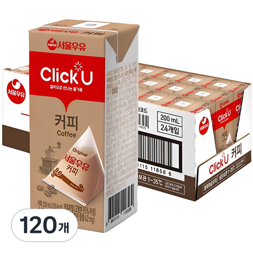 클릭유 커피우유, 200ml, 120개