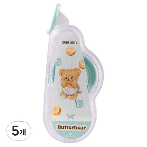 델리 버터베어 양면 풀테이프 6mm x 12m, 그린, 5개