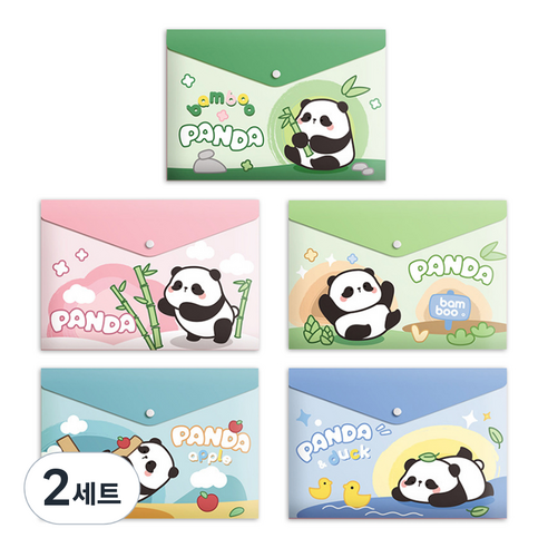 동아피엠에스 A4 똑딱이 캐릭터 자료 수납 봉투 파일 5종 세트, 판다, 2세트