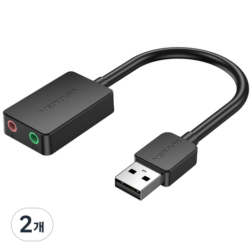 벤션 이어폰 마이크 분배기 타입 USB 사운드카드 외장형, CDYB0, 2개