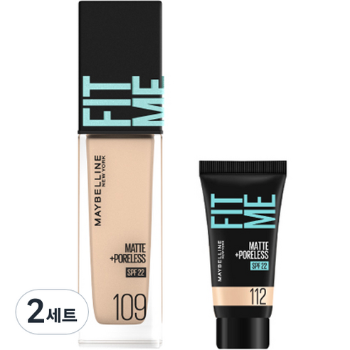 메이블린 핏미 파운데이션 레노 30ml + 미니파운데이션 5ml 세트, 109 라이트 아이보리(파운데이션), 112 내추럴 아이보리(미니파운데이션), 2세트