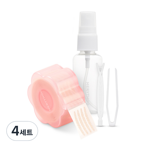 메리쏘드 왕누니 쌍테 레이스 L 본품(360매)+Y스틱+집게+30ml 공병, 혼합색상, 4세트