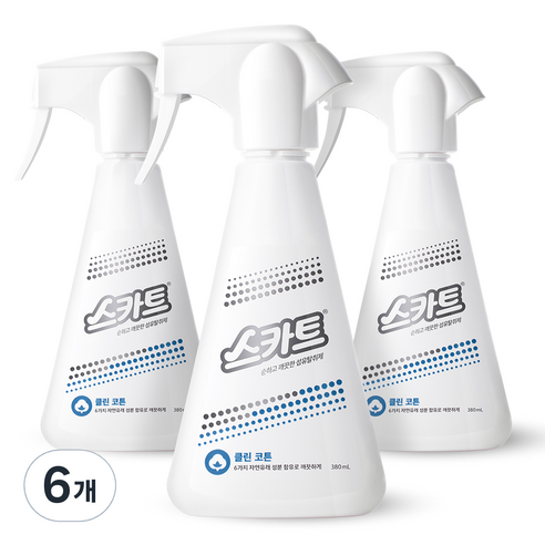 스카트 순하고 깨끗한 섬유탈취제 클린 코튼 본품, 380ml, 6개