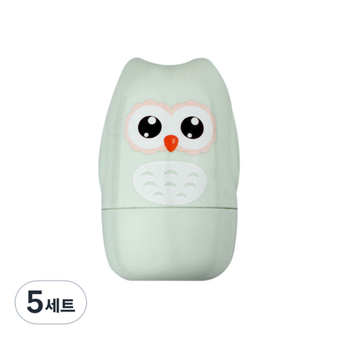 디유라 유아용 캐릭터 손톱깎이 세트 부엉이, 그린, 5세트