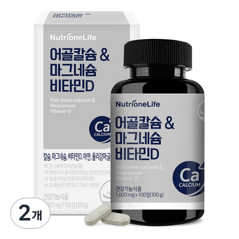 뉴트리원 어골칼슘 앤 마그네슘 비타민D, 100g, 2개