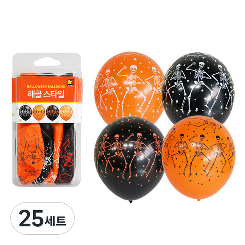 케이스풍선 해골스타일 4종 세트 30cm, 혼합색상, 25세트