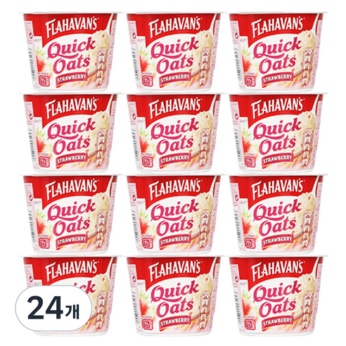 플라하반 퀵 오트 딸기 컵, 46g, 24개