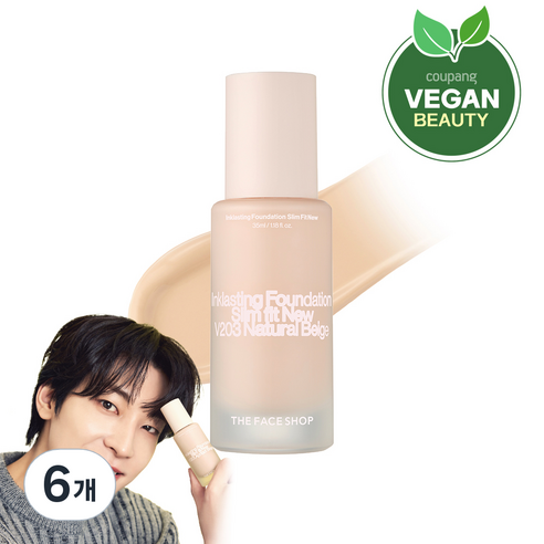 더페이스샵 잉크래스팅 파운데이션 슬림핏 뉴 35ml, V203, 6개