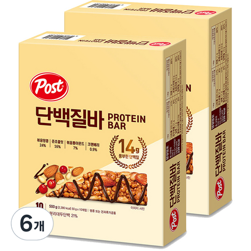 포스트 단백질바, 6개, 500g